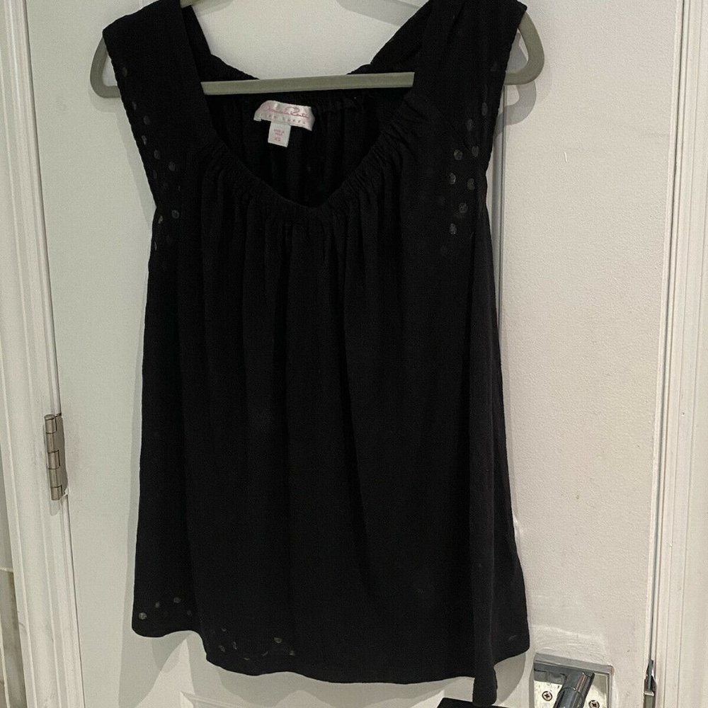 Oscar de la Renta Pink Label Black Top Dot Print